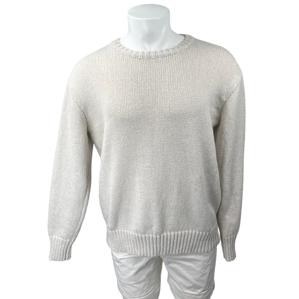 Rumored Men's White Knit Long Sleeve Crew Neck Sweatshirt Sweater Top Size M/L